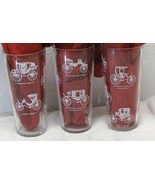 Vintage Glasses Horseless Carriage Clear White 1950&#39;s Rockaway Coach Bre... - $35.39 CAD