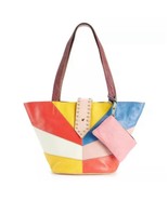 Ameri Leather Thea Multicolor Colorblock Leather Dual Handle Tote Bag - €32,22 EUR