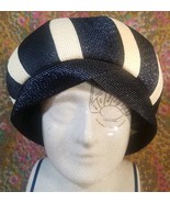Vtg Blue and White Striped Straw Hat - Woodward &amp; Lothrop Washington D.C... - $716.15 MXN