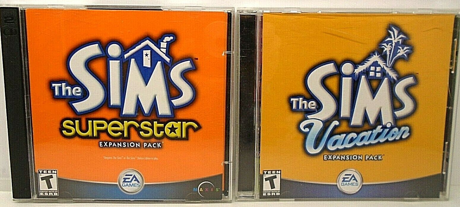 Primary image for Lot of 2 Windows PC Expansion Pack Games The Sims Vacation & The Sims Superstar