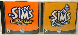 Lot of 2 Windows PC Expansion Pack Games The Sims Vacation &amp; The Sims Superstar - £9.71 GBP