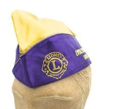 Vtg 50s Champion Running Man Label In Lions Club Mens Hat Purple Gold  S... - $49.01