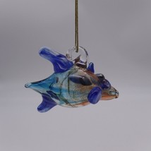 Hand Blown Art Glass Blow Fish Pufferfish Hanging Ornament - $9.98