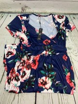 Womens Summer Short Sleeve V Neck Floral Short Party Dress with Pockets Large - £22.58 GBP