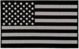Reflective American USA Flag Black Silver Stripes Jacket Vest Back Patch [Iron o - £11.24 GBP