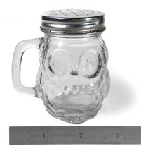 American Atelier Clear Glass Figural Owl Single Shaker w/  Handle &amp; Metal Lid - £7.31 GBP