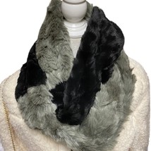 PARKHURST faux fur infinity scarf black gray -super soft - nwot - £15.35 GBP