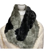 PARKHURST faux fur infinity scarf black gray -super soft - nwot - £15.32 GBP