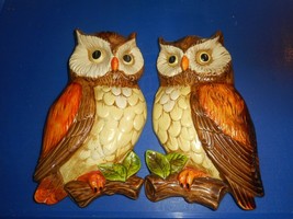 LEFTON Ceramic Owls Wall Hangings Decorative Plaques #382 JAPAN Vintage ... - $29.42