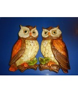 LEFTON Ceramic Owls Wall Hangings Decorative Plaques #382 JAPAN Vintage ... - £23.66 GBP