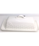 Butter Dish Plate With Cover MAISON NEUVE BEEHIVE CERAMIC - White NEW - $29.59 CAD