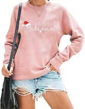 FASHGL Believe Sweatshirt Women Funny Christmas Hat Graphic Pink Size 2XL - $93.65 MXN FASHGL Believe Sweatshirt Women Funny Christmas Hat Graphic Pink Size 2XL - $93.65 MXN