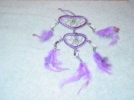 DREAMCATCHER WITH SHELLS HEART SHAPED LAVENDER COLOR 2 RINGS - £6.67 GBP