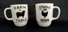 2 Vintage Farm To Table Coffee Mug Fresh Eggs Mug Farm Theme Decor - £14.58 GBP