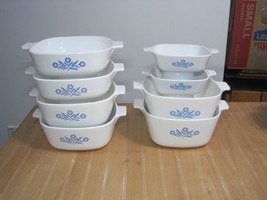 8 Vintage CORNFLOWER Casseroles (2) 1 Qt, and (2) 1 1/2 Qt. (2) 1 3/4 Qt... - £50.97 GBP