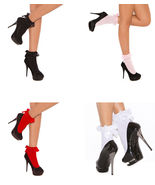 Nylon Anklet w/Ruffle &amp; Satin Bow! Costume Adult Woman Clothing Ankle So... - £8.70 GBP
