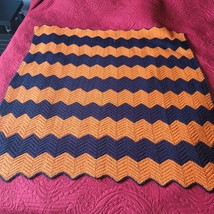 Afghan Throw Blanket UVA University of Virginia Orange/Navy Blue 53” X 50&quot; - £26.25 GBP