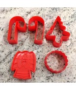 VINTAGE STURDY PLASTIC CHRISTMAS COOKIE CUTTERS - LOT OF 5 - £3.24 GBP