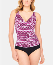 Swim Solutions Womens Spring Play Shirred Tummy control One piece Swimsuit 10 10 - £39.33 GBP