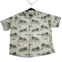 Woolrich Mens Shirt XL Green Fishing Lures All Over Print Button Up Sage - $12.46