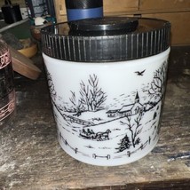 Vintage Maxwell House White Milk Glass Coffee Canister With Winter Scene - £9.47 GBP