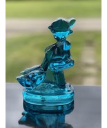 Vintage LE Smith Blue Girl Geese Paperweight Figurine Art Glass Bookend - $55.83 CAD