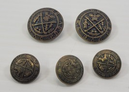 *Z22) Mixed Junk Drawer Lot of 5 Vintage Bronze Coat of Arms Buttons - $184.34 MXN
