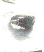 Vintage Sterling Silver Green Ring Size 6.75  women girls - €29,56 EUR