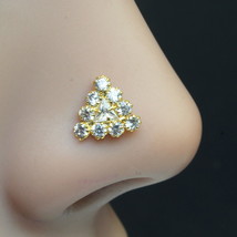 Trillion Indien Nez Bague Blanc Zircone Tire-Bouchon Piercing 22g - £13.55 GBP