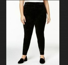 Michael Kors Womens Plus 1X Black Slip on Elastic Waist Velour Leggings ... - $20.57
