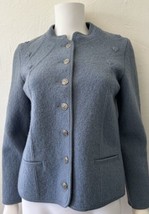 Geisswein Austria Wool Coat Jacket Blue Grey Button Womens 38 Medium - £56.93 GBP