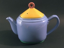 Vtg Lindt Stymeist Colorways Oval Teapot Retro Light Violet Purple Yellow 4 Cup - $23.75