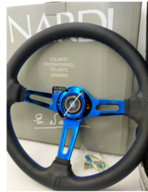 ND Nardi Blue Sport Steering Wheel 14 inch Stainless Steel with Horn  - £111.31 GBP