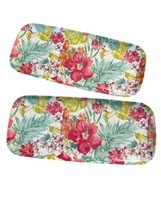 Cynthia Rowley Pink Tropical Floral MELAMINE Serving Tray Platter Set Of 2 - $19.68