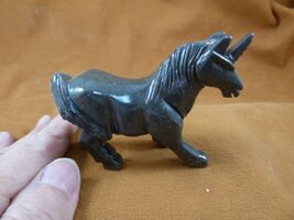 (Y-UNI-401) Gray white Unicorn gemstone wild flying horse SOAPSTONE PERU... - $25.27