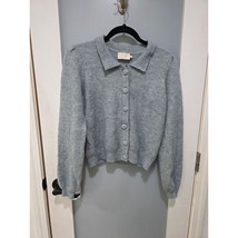 MINUS Light Teal Button Front Sweater S Soft Knit Cropped Cardigan - $35.00