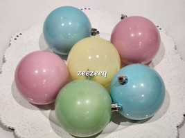 (6) Christmas Gingerbread Pastel Blue Pink Yellow Plastic Glitter Orname... - $25.73