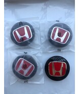 SET OF 4 NEW GENUINE HONDA TYPE R BLACK RED H WHEEL CENTER CAPS W/A01 A00 - $35.85