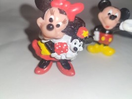 Vintage 80s Disney Mickey &amp; Minnie Mouse with Baby Mini PVC Miniature 2”  - £11.73 GBP