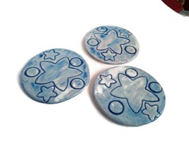 3Pcs Artisan Ceramic Coasters For Drinks Handmade Round Tile For Office Desk - £50.85 GBP