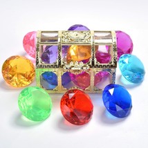 Diving Gem Pool Toy 6 Big Colorful Diamonds Set With Treasure Pirate Box... - £10.20 GBP