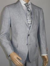 Men's ENZO 100% Linen Spring Summer Suit Light Weight Breathable E58302-4 Gray image 2