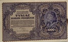 POLAND 1000 MAREK BANKNOTE 1920 - HUGE SIZE NOTE XF  - $46.36