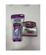 Schick Quattro Women On The Go Razor 6 Cartridges Shower Hanger Travel Case - $820.07 MXN