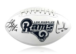 Jared Goff Cooper Kupp Dual Signed LA Rams White Football COA Fanatics Autograph - £366.95 GBP