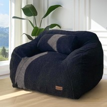 Maxyoyo Giant Bean Bag Chair With Pillow, Boucle Bean Bag Sofa For, Black - £175.73 GBP