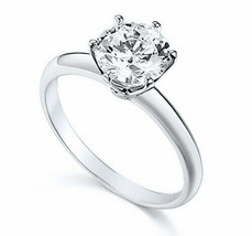 0.75 Ct Real Moissanite Solitaire Engagement Ring 14K White Gold Palted Silver - £61.48 GBP