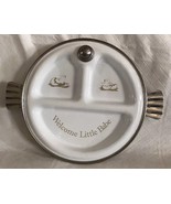 Vintage Eureka Child Baby Food Warmer Plate Metal Enamel “Welcome Little... - £11.98 GBP
