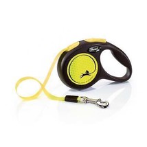 Flexi Classic Retractible Neon Reflective Tape Leash Black/Neon Yellow, 1ea/XS, - £37.15 GBP