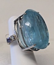 New Huge Custom 85.3 ct Blue Aquamarine, Diamond, Tanzanite 14k gold ring 6.5 - £15,660.09 GBP